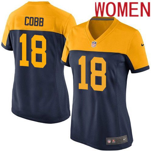 Women Green Bay Packers #18 Randall Cobb Navy Blue Nike Alternate Game NFL Jersey